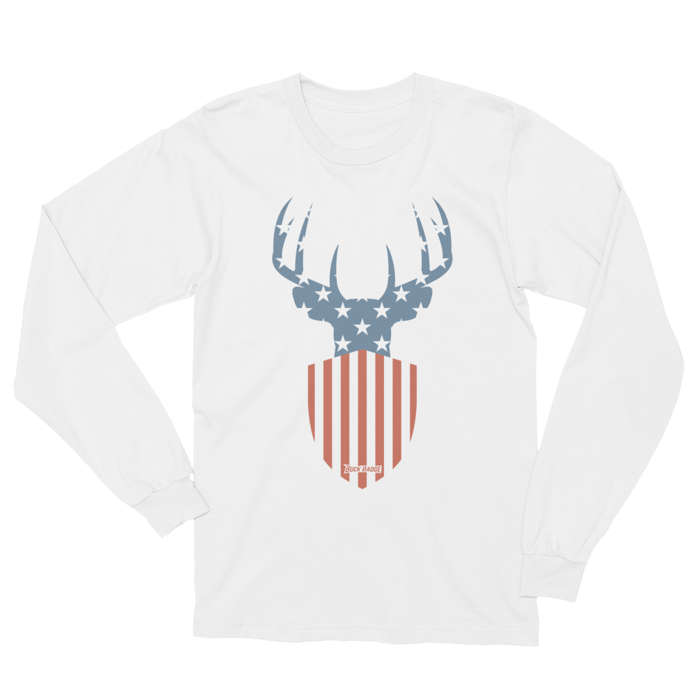 Buck Badge Flag Icon Long Sleeve T-Shirt