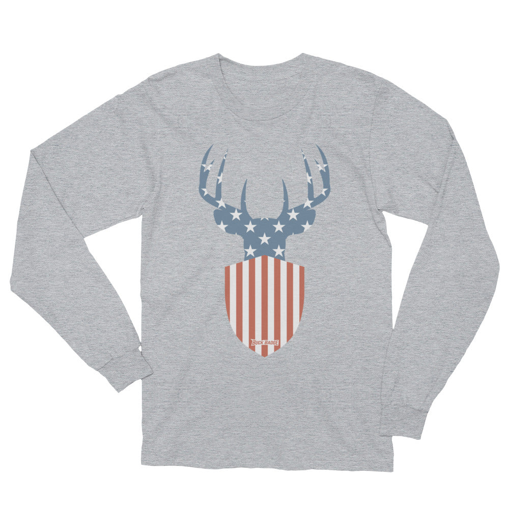 Buck Badge Flag Icon Long Sleeve T-Shirt